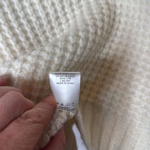 Altar'd State Pearled Ivory Crew Neck Sweater with Pearl Embellishments. Size M. - Picture 9 of 10